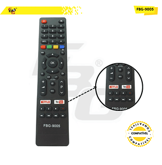 9005 CONTROLE SMART COMPATÍVEL C/PHILCO/BRITANIA NETFLIX E YOUTUBE